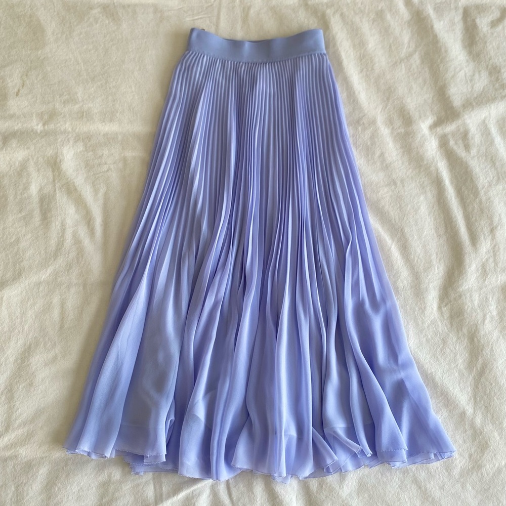 Wilfred Lavender Twirl Pleated Chiffon Midi Skirt